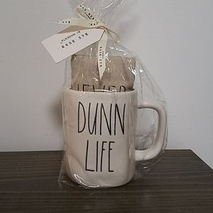 Rae Dunn "dunn life" mug.. tea towel set